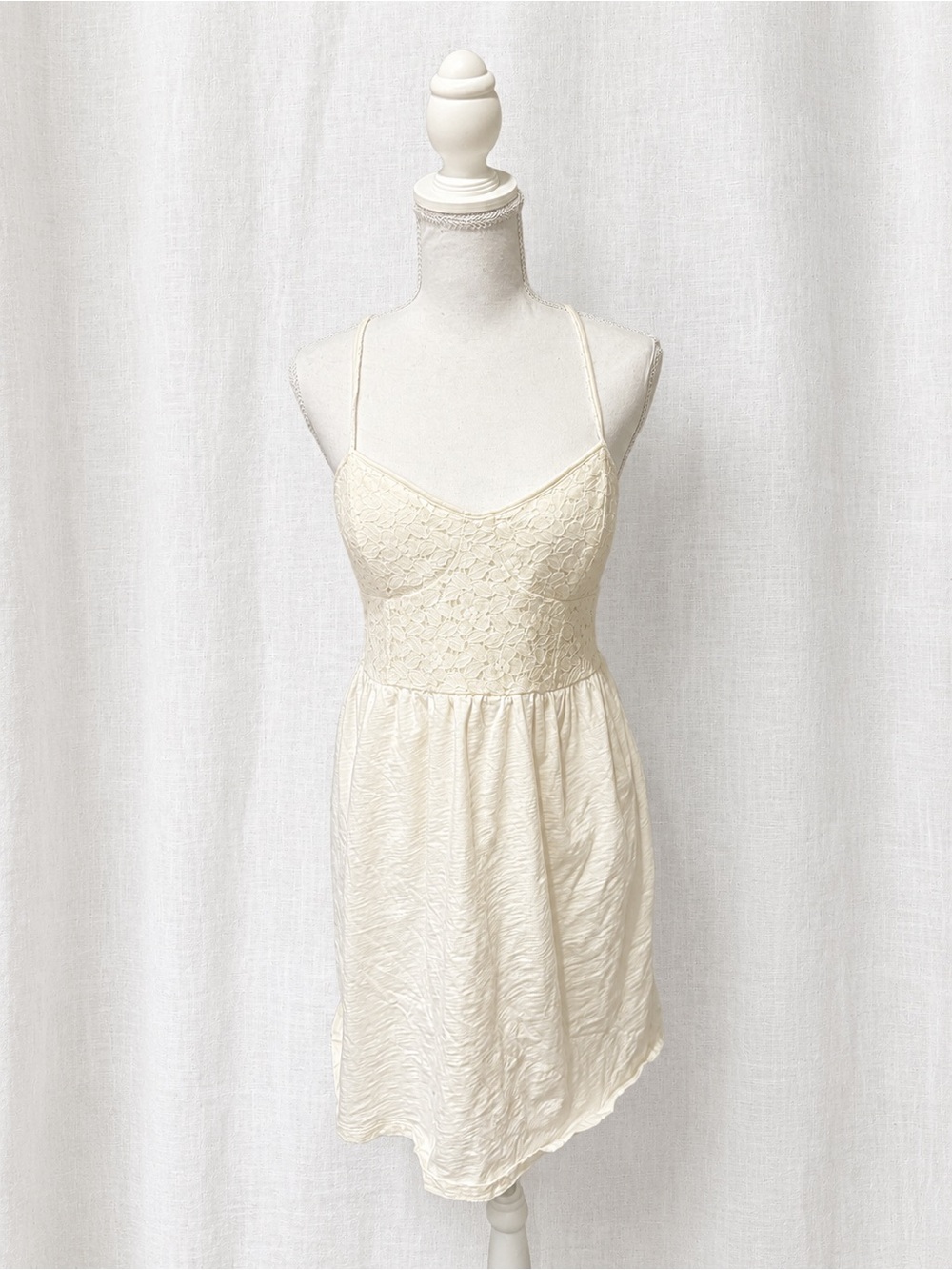 American Eagle Outfitters Cream Lace Bust Mini Dress